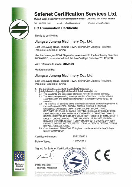 چین Juneng Machinery (China) Co., Ltd. گواهینامه ها